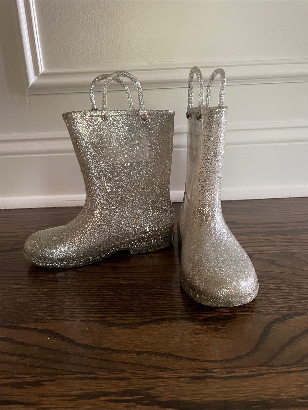 Western Chief Silver Glitter PVC Pull-On Rain Boots